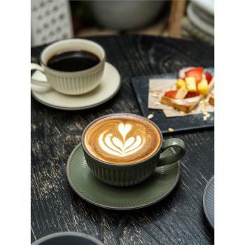 280ml咖啡店拉花杯民宿家用簡約精致陶瓷復古咖啡杯套裝歐式茶杯