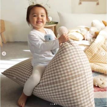 INS韓國兒童格子毛球懶人沙發 豆袋兒童躺椅寶寶榻榻米拍攝道具