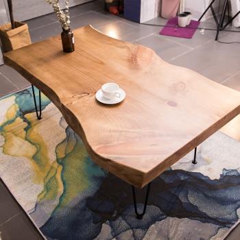 原木大板沙發茶幾桌復古實木家用客廳簡約現代創意小戶型木質泡茶