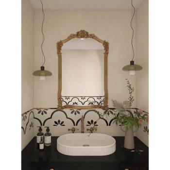 浴室鏡雙人法式復古衛生間洗漱鏡led化妝鏡臥室異形鏡子裝飾掛鏡