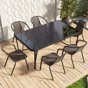 戶外桌椅陽臺露天桌椅套件小花園現代鐵藝桌椅小茶幾室外庭院桌椅