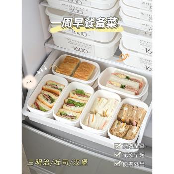 日本進口三明治保鮮盒一周早餐備菜盒冰箱收納盒食品級專用便當盒