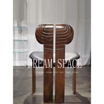 美式實木中古羊羔絨咖啡椅家用創意樣板間設計師非洲椅餐椅