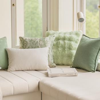 北歐ins奶油風抹茶綠抱枕法式小清新簡約靠枕軟裝沙發客廳靠墊套
