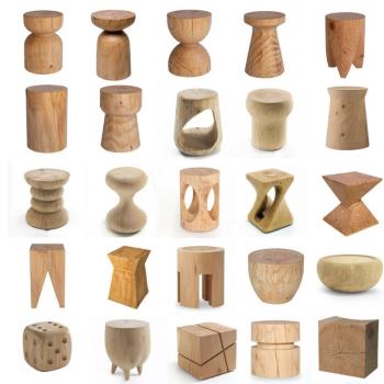 北歐實木墩子展示個性創意圓凳子木樁擺件藝術家具設計師裝飾矮凳
