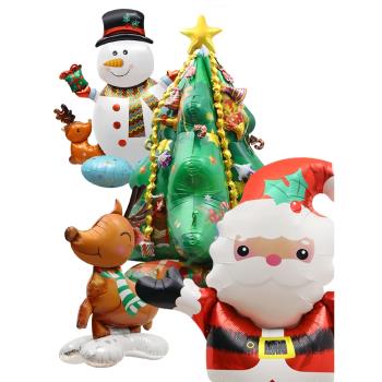 櫥窗圣誕裝飾道具玩具汽球4D站立圣誕節老人馴鹿圣誕樹超巨大氣球