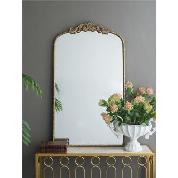 ABHOME美國歐式異形長方形鐵藝藝術雕花裝飾鏡化妝鏡玄關鏡衛浴鏡