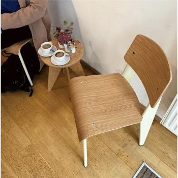北歐創意現代簡約實木標準金屬椅家用餐廳鐵藝曲木復古工業餐椅