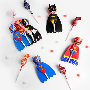 超級英雄棒棒糖裝飾卡紙 幼兒園活動寶寶周歲生日派對甜品臺裝飾