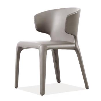 意式極簡皮餐椅現代簡約家用餐廳椅子北歐黑色輕奢靠背設計師舒適