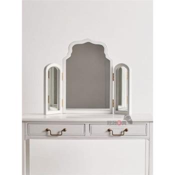 歐式梳妝臺鏡子桌面臺式輕奢北歐化妝鏡三折鏡壁掛三面折疊鏡臥室