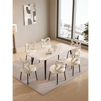 網紅ins餐桌椅組合北歐簡約現代餐廳家用小戶型巖板餐桌個性創意