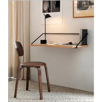 實木電腦桌臺式簡約現代桌子家用書桌北歐輕奢辦公懸空墻上一字板