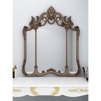 中式復古鏡客廳壁爐法式背景墻餐邊網紅玄關雕花裝飾鏡浴室化妝鏡