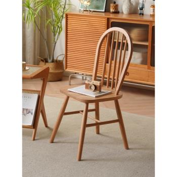 榆巷北歐實木餐椅家用餐桌椅子現代簡約靠背櫻桃木溫莎椅設計師款