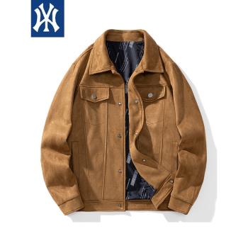 NY寬松裝麂立領夾克外套男棒球服
