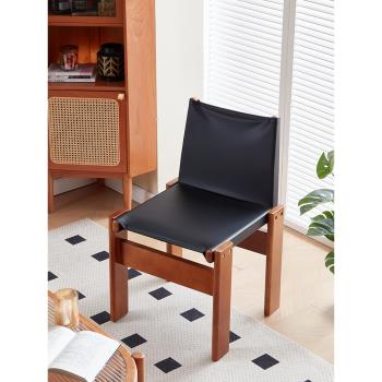北歐僧侶椅簡約實木靠背餐椅家用侘寂風復古書桌椅中古設計師椅子