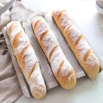 法棍法棒3連烤盤法式長條面包烤盤不沾法國面包模具網狀面包架U型