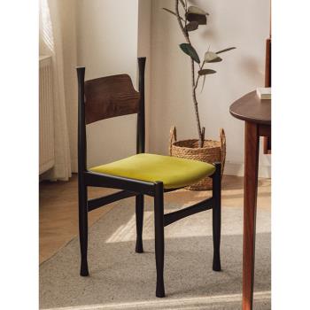 THE MAZAY北歐中古實木餐椅家用法式復古輕奢設計師軟包靠背椅子
