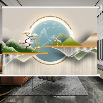 3d立體卷簾現代簡約窗簾北歐抽象輕奢玄關客廳手繪廚房餐廳遮光簾