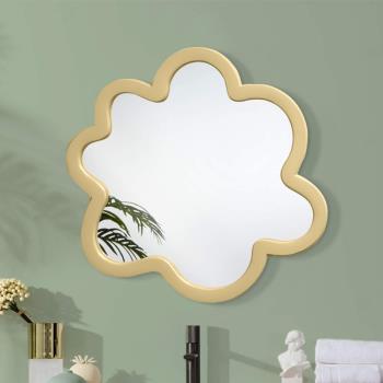 美式輕奢風網紅化妝鏡不規則花朵梳妝鏡壁掛異形餐邊裝飾鏡子藝術