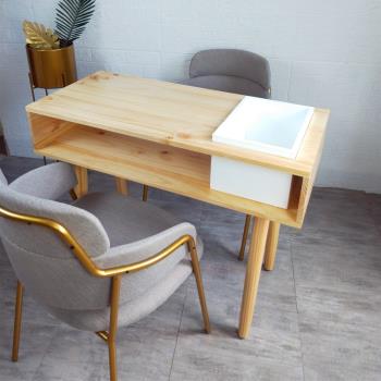 現代簡約日式美甲桌實木收納美甲臺單人桌椅創意網紅店套裝組合