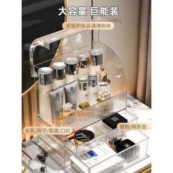 化妝品收納盒桌面透明防塵大容量梳妝臺口紅護膚收納置物架亞克力