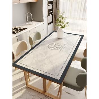 仿大理石紋餐桌墊輕奢高級感巖板桌布防水防油可擦洗耐高溫茶幾墊