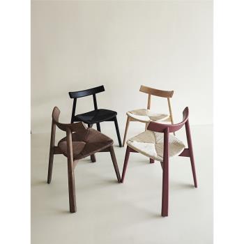 意大利設計Remo 2201 SE 實木椅侘寂風編繩椅子 原木藝術堆疊餐椅