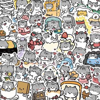 【原創】60張小貓日記貼紙卡通可愛手賬裝飾筆記本電腦手機殼ipad防水行李箱