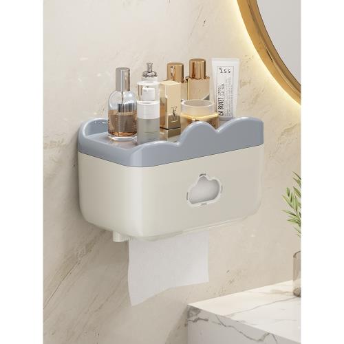 衛生間紙巾盒免打孔廁所放衛生紙廁紙置物架壁掛式卷紙抽紙盒防水