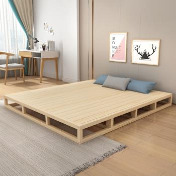 透氣實木硬床板木板排骨架床架1.5米加高床板1.8米榻榻米床地臺床