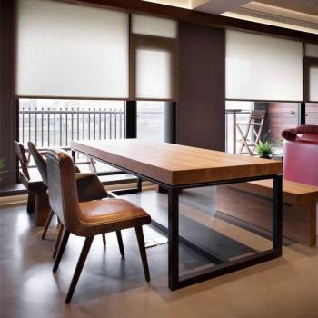 美式loft復古工業風實木辦公桌會議桌長桌鐵藝餐桌長方形現代簡約
