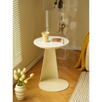 奶油風巖板沙發邊幾小圓桌家用小戶型簡約現代小茶幾角幾床邊桌