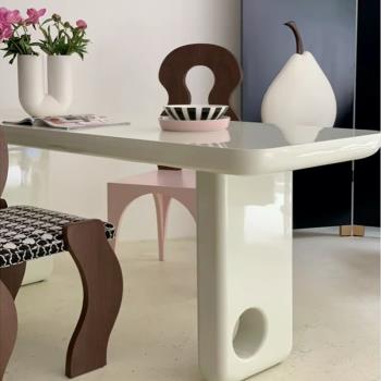 法式奶油風餐桌小戶型飯桌簡約現代書桌家用藝術設計師餐桌