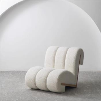 大師設計異形羊羔絨布藝沙發椅客廳陽臺懶人椅個性北歐單人休閑椅