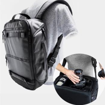 快取雙肩單反相機包佳能尼康索尼大容量側取防水無人機攝影包背包