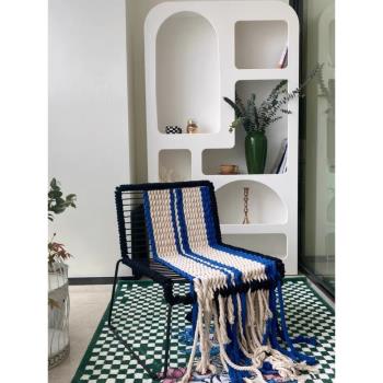 北歐ins休閑椅DIY手工制作編織椅子網紅鐵藝椅子創意沙發椅拍照椅