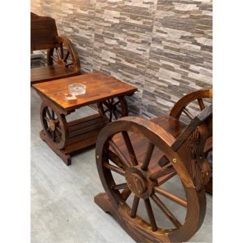 陽臺戶外庭院木制酒吧桌椅椅子茶幾組合花園碳化實木單人車輪桌凳