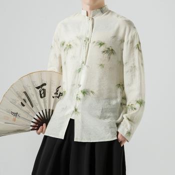 中國風外套式改良漢服長袖襯衫