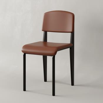 意式極簡餐椅現代北歐鐵藝椅子家用靠背絨布妝凳設計師布藝洽談椅