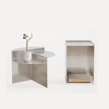 北歐丹麥不銹鋼小茶幾工業風幾何極簡邊幾設計師床頭柜休閑小邊桌
