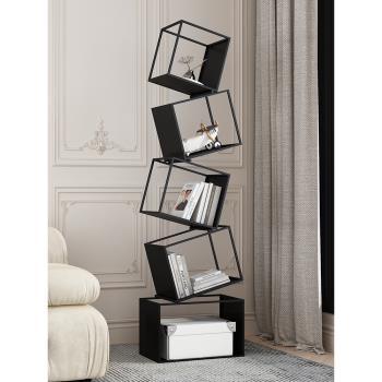 書架置物架落地現代創意家用客廳簡易展示架輕奢鐵藝立式收納書柜