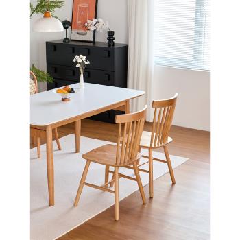 實木餐椅北歐小戶型櫻桃木胡桃木日式白橡木餐廳靠背椅子溫莎椅