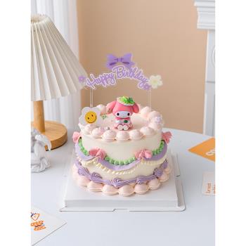 烘焙蛋糕裝飾美樂蒂女仆裝卡通擺件少女心三麗鷗兔子女孩蛋糕裝扮