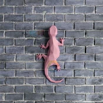 63厘米高 壁虎漫步3D立體客廳玄關臥室墻壁裝飾野生動物紙藝模型