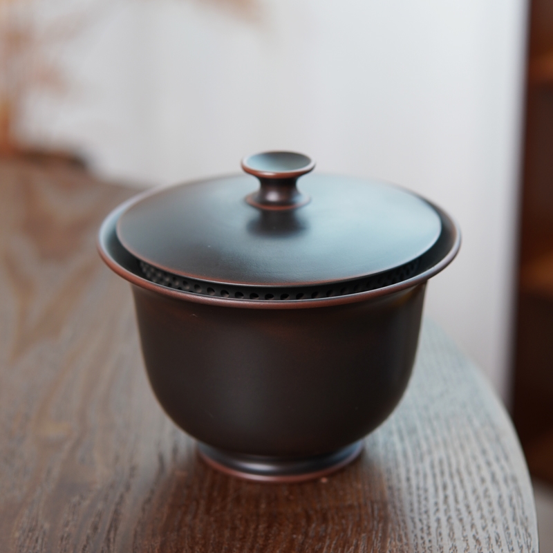 專業手抓蓋碗廣西欽州坭興陶茶壺全孔自帶過濾免茶漏蓋碗|蓋碗|ETMall