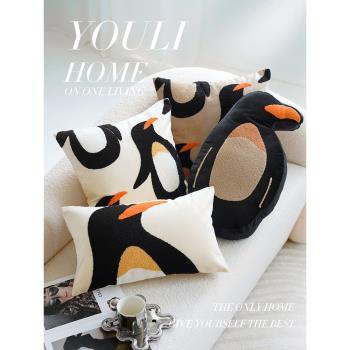 可愛企鵝兒童動物抱枕套北歐簡約ins風客廳民宿沙發床上靠墊靠枕