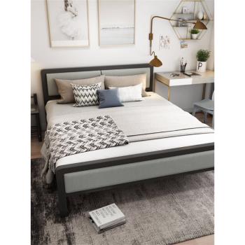 簡約現代鐵藝床雙人床1.5m大鐵架床宿舍單人床簡易鋼木床歐式鐵床