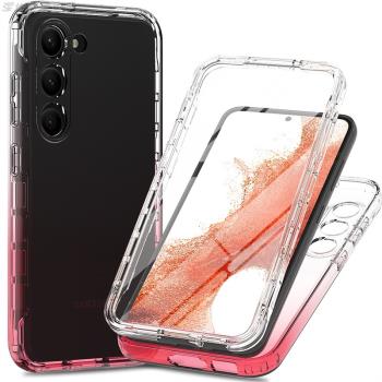 適用三星s23Plus透明TPU手機殼s23Ultra螢幕全包雙面保護套漸變色